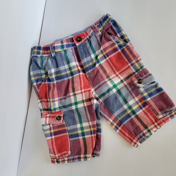 ✨️4/$12✨️‎ BODEN Plaid red cargo shorts boys size 10 - Picture 1 of 5